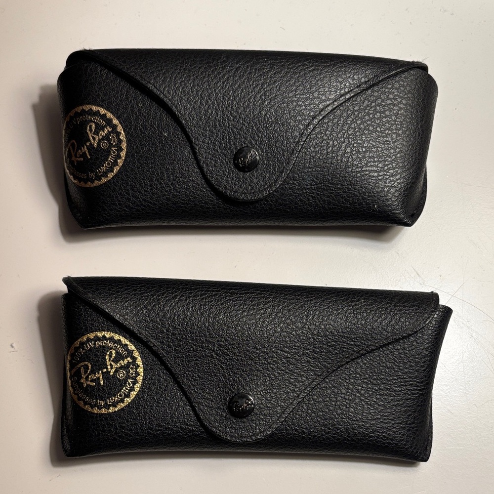 Ray-Ban Black Leather Eyeglass Cases 2 Pack